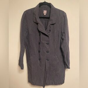 J. Jill Women's Pinstripe Trench Coat - Black and Gray size Large